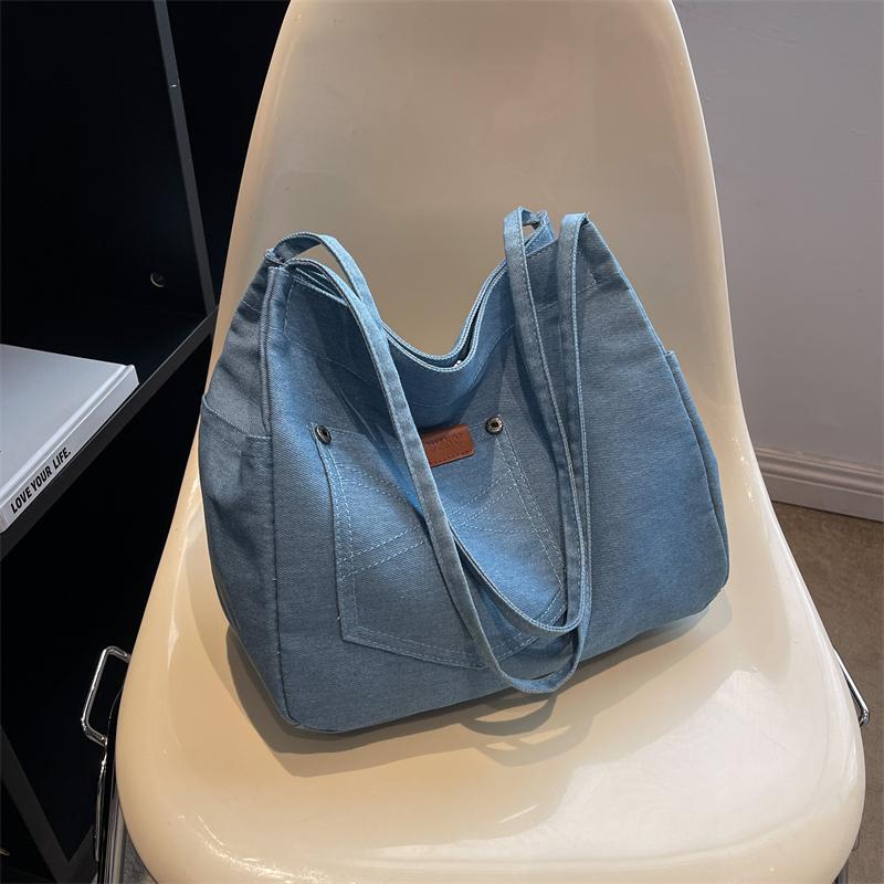 Yeni Kadın Hafif Denim Su Geçirmez Tote Çanta Seyahat Çanta Büyük Rahat Omuz Çantaları