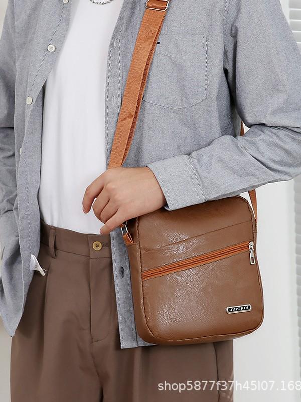 Men's Versatile PU Leather Crossbody Bag - Casual, Large Capacity, Shoulder Bag for Business and Travel