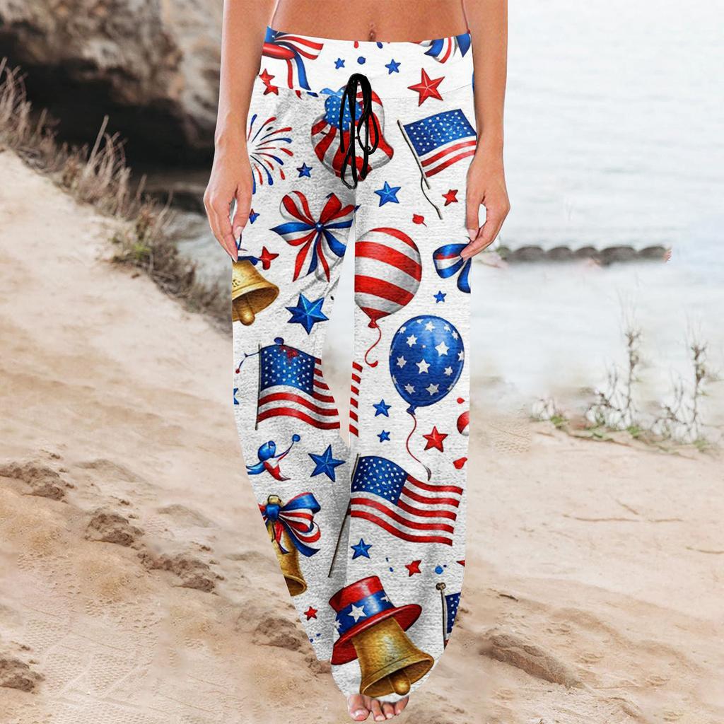 Women's Fashion Loose-Fit Drawstring Elastic Waist Casual Printed Pants