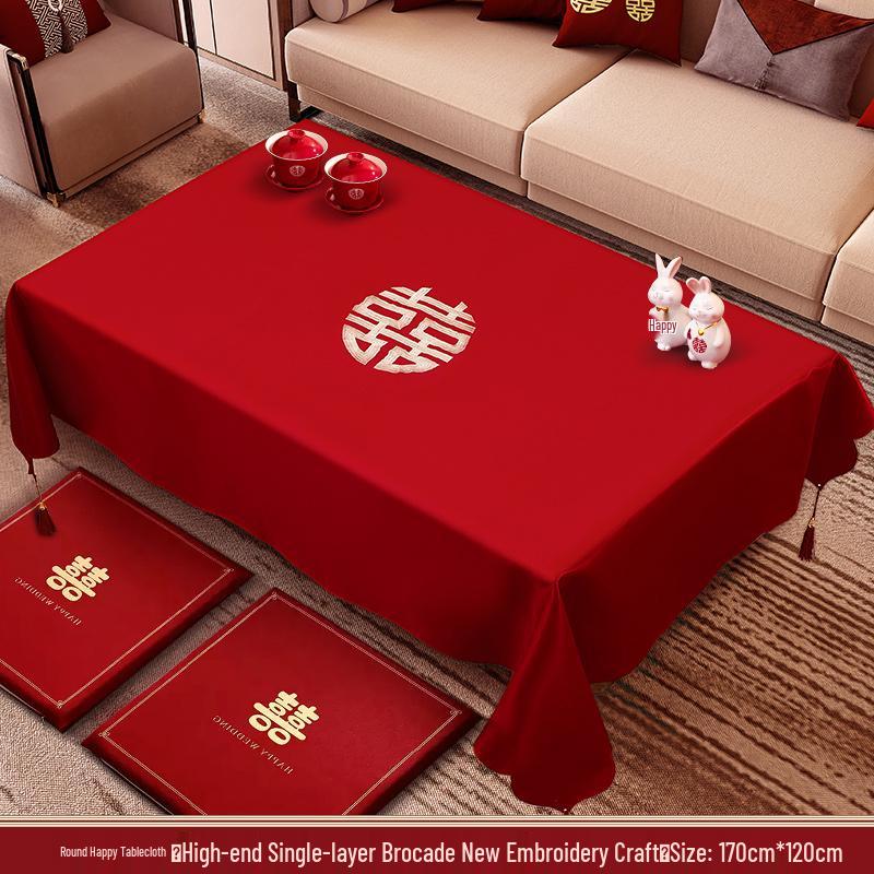 

Red Double Happiness Wedding & Engagement Tablecloth Set for Coffee and Dining Tables
