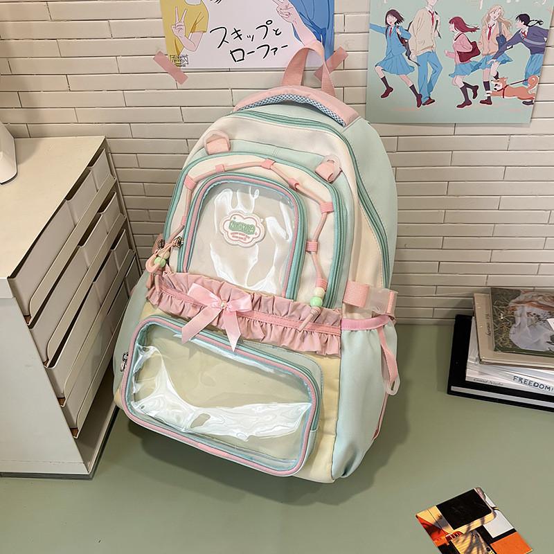 College-Rucksack für Mädchen und Jungen mit transparenten Fächern und geräumigem Design für Schule und Reisen