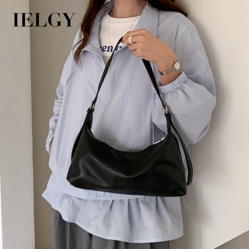 IELGY Soft Leather One-Shoulder Underarm Bag Spring Summer Simple All-Match Commuter Cross-Body Dumpling Bag