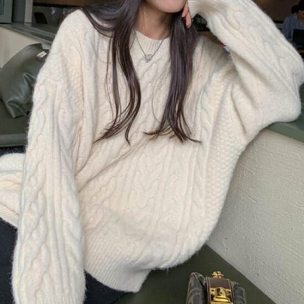 Navava Loose Fit Cable Knit Sweater Nk2659