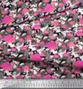 Soimoi Japan Crepe Satin Fabric Camouflage Texture & Flamingo Bird Printed Craft Fabric by the Metre 42 Inch