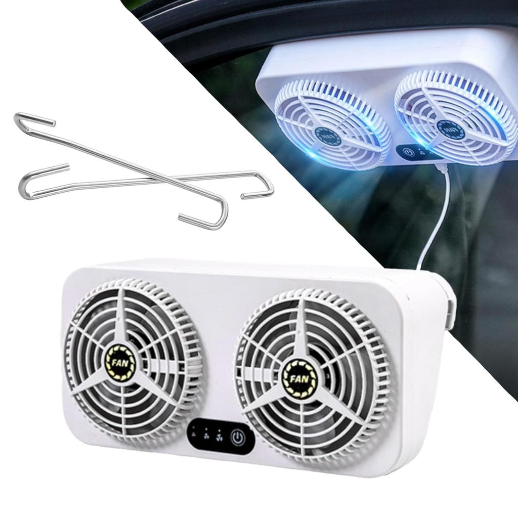 Car Ventilation Fan with 2 Door Improves Ventilation Exhaust Air Odor for Car USB Window Frame Ventilation Fan Door Fi's+7 Stoppers, Efficiency, Fan,
