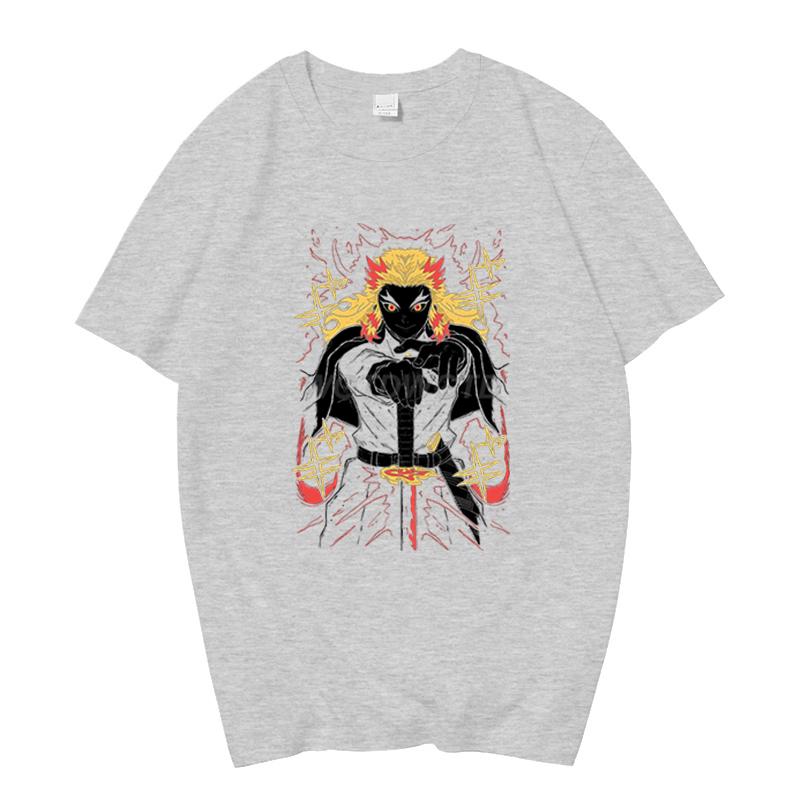 Rengoku Kyoujurou T-shirts Anime T-shirt Cotton Summer Short Sleeve Oversized T-shirts Funny Streetwear Unisex