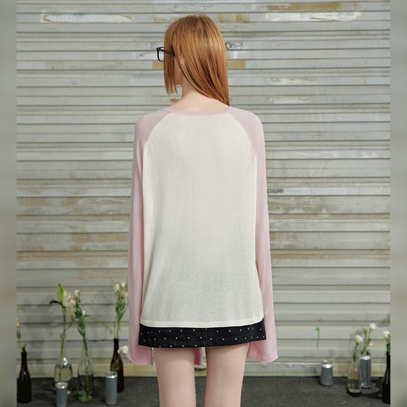 UNIFREE American Retro Colorblock Knit Top