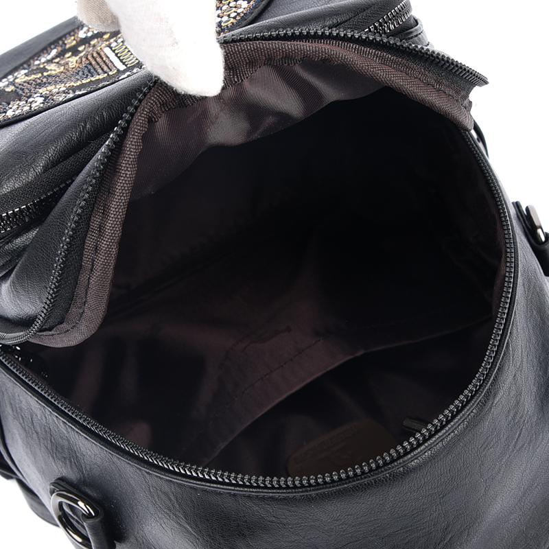 Women's Diamonds Backpack Large Capacity Soft Leather Dual-Purpose Backpack Travel Bag for Female