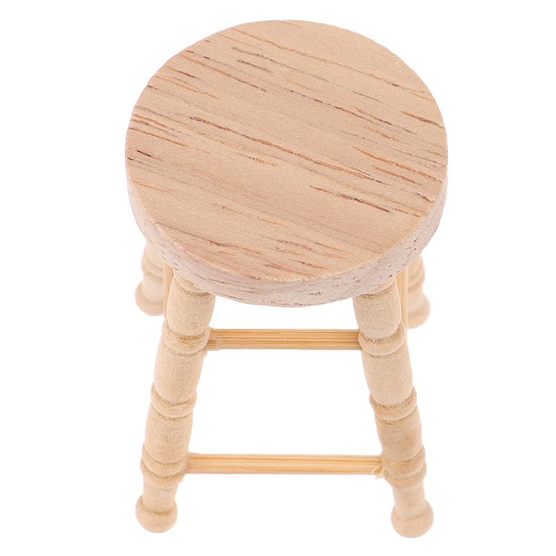1/12 Dollhouse Miniature Wooden Stool Simulation Chair Furniture Toy Decoration