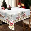 1 Bucată Față de Masă Rotundă și Dreptunghiulară de Crăciun, Diverse Mărimi, Crăciun Drăguț Om de Zăpadă, Model Pădure Imprimeu Fulgi de Nea Albi Față de Masă Pentru