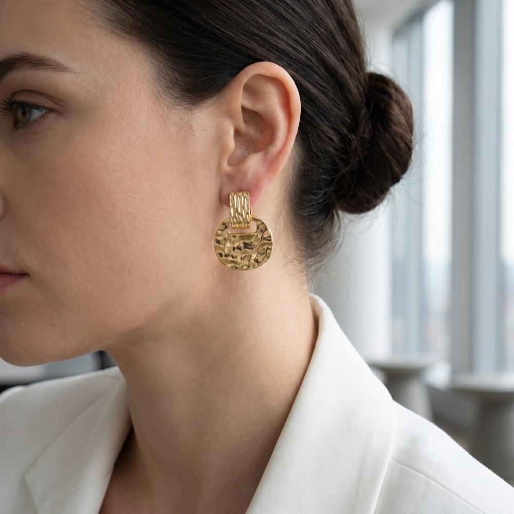 Trendy Elegant Square Ear Clips Temperament Light Luxury Minimalist Ear Clips French Style Water Ripple Ear Clips Women Jewelry