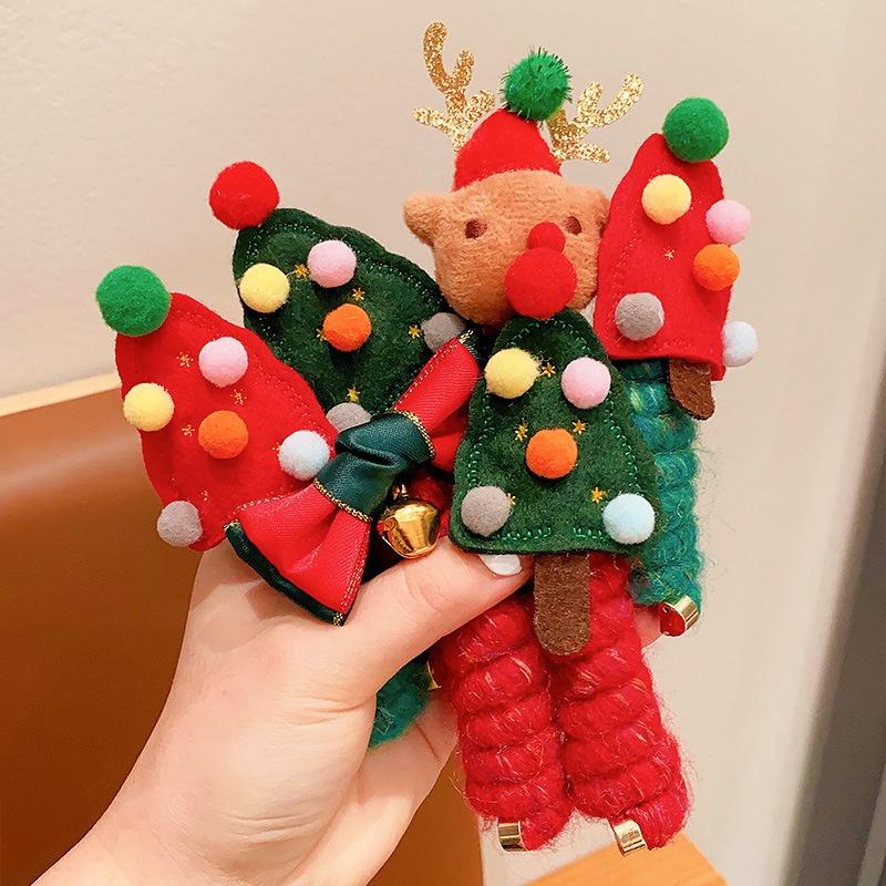 1/2PCS Christmas Themed Elastic Hair Ties for Women Spiral Design with Snowflake And Candy Cane Charms Colorful Holiday Gift