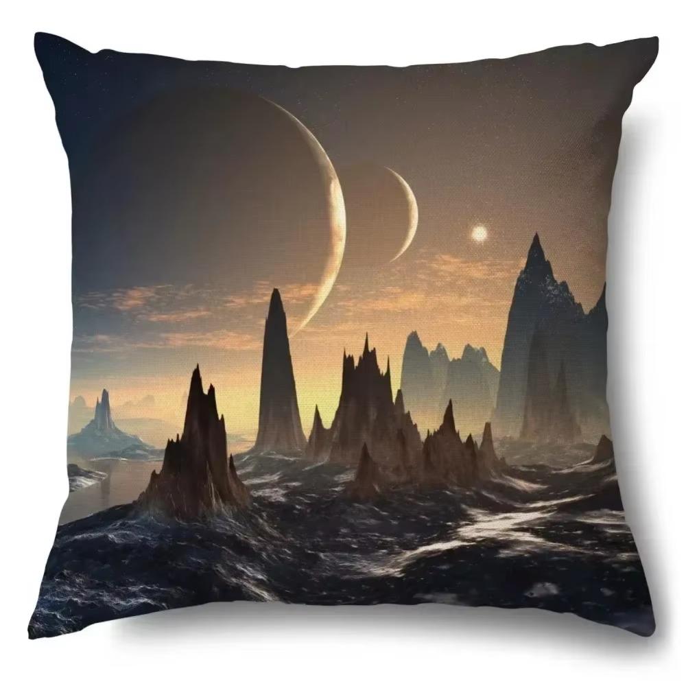 Luxury Home Decor Pillow Cover Living Room Sofa Cushion Cover Blue Planet Astronaut Pattern Cushion Cover
