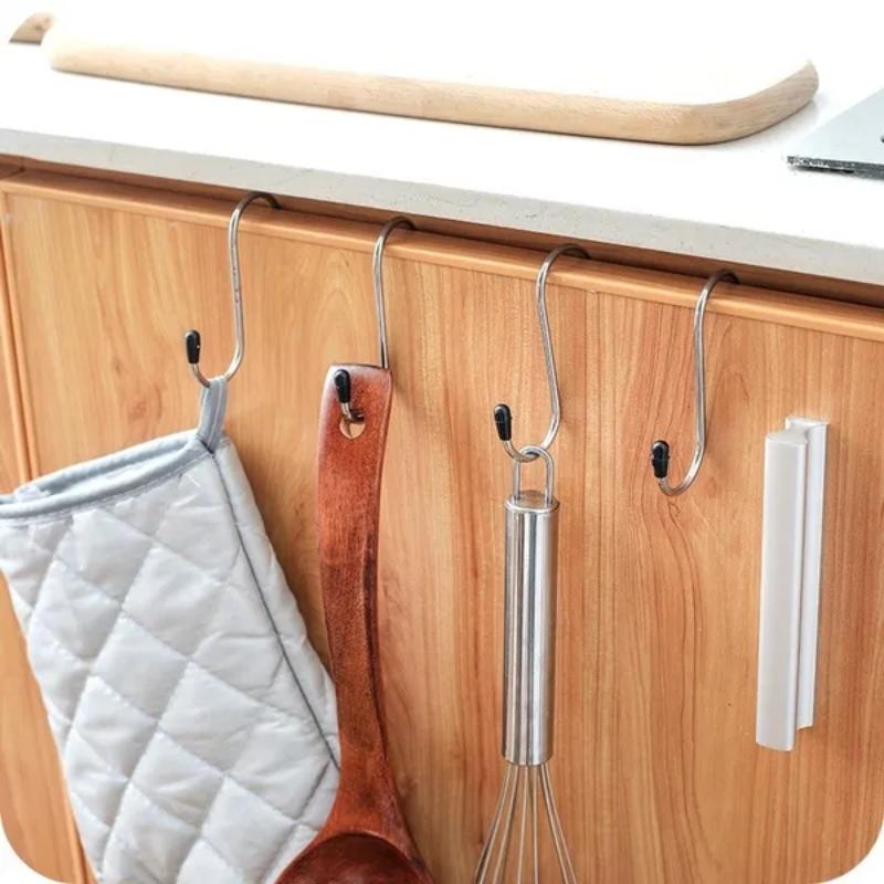 4pcs Stainless Steel S-Shape Hook Kitchen Bedroom Multi-function Railing S Hanger Hook Clasp Holder Hooks Hanging Storage Tools