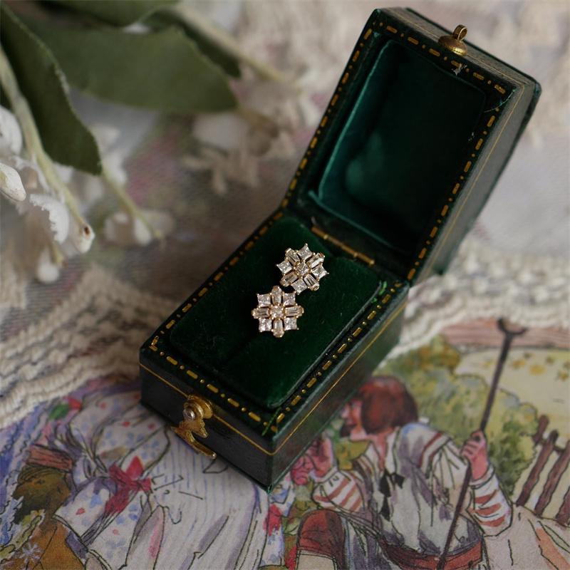 925 Sterling Silver French luxury Inlaid Zircon Stud Earrings for Women Hypoallergenic Cute Flower Jewelry Gift
