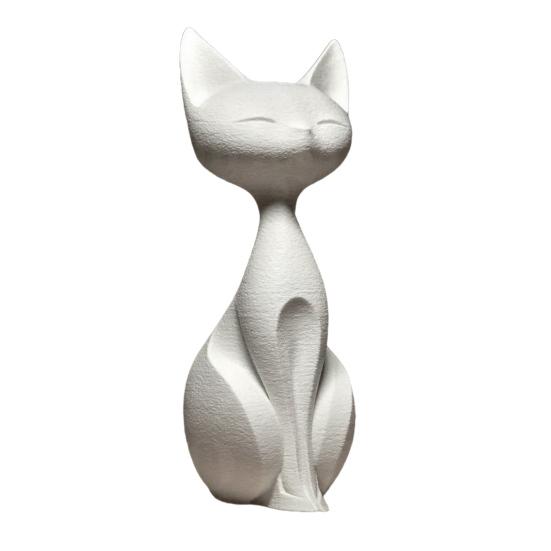 Yousheng 3D Printed Cat Figurines, Matte White Ornaments, Nordic Style Cat Statue, Minimalist Artistic Cat Sculpture for Home Office Desk