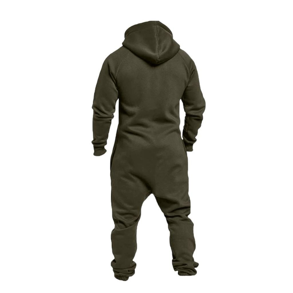 Men's Hooded Jumpsuit Zip Up  Pajamas Playsuit Jogger Sweatsuit Overall Romper