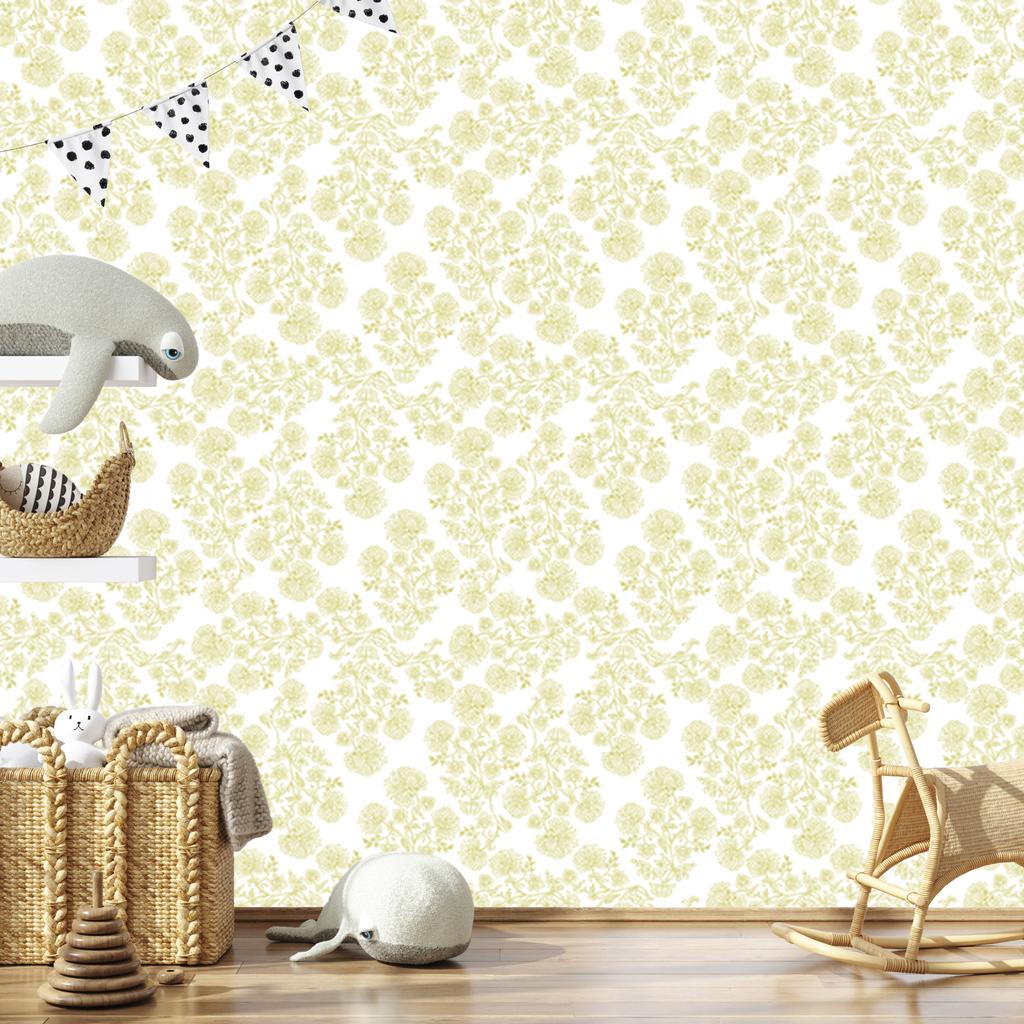 Cream Flowers Wallpaper, Subtle Detail for Living Room and Bedroom 50x1000