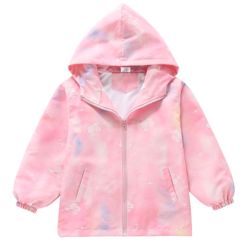 2025 Korean Style Gradient Windbreaker Jacket for Girls, Medium Size - Casual Outerwear In Stock