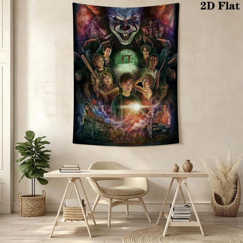Creepy Clown Tapestry Spooky Room Tapestry Wallmounted Fashion Print Homestay Soft Decoration Tapestry Wall Decoration Home Decor