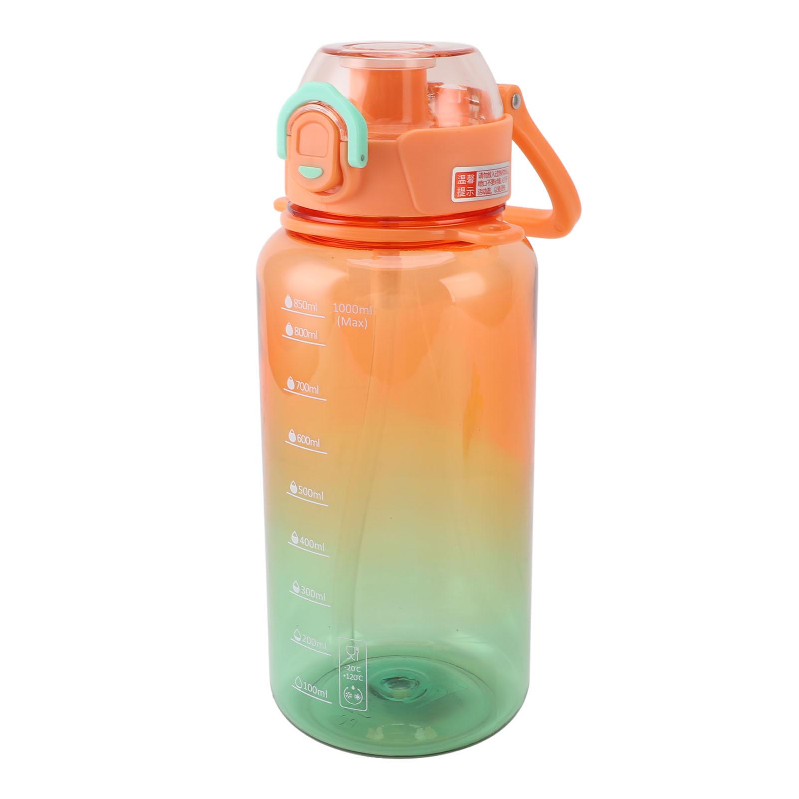 

Sports Water Bottle 1000ml Leakage Proof Detachable Straw Portable Water Cup with Handle Shoulder Strap for Students помаранчевий