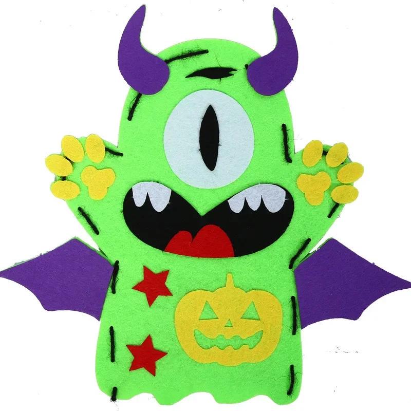 Halloween Hand Puppet DIY Craft Toy Felt Sewing Kit Hand Finger Story Puppet Kindergarten Creative Children Educational Toy Gift