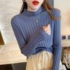 Half High Collar Pullovers Women Knitted Tops Autumn And Winter Long Sleeve Sweater Fashion Slim Fit Clothes 29174