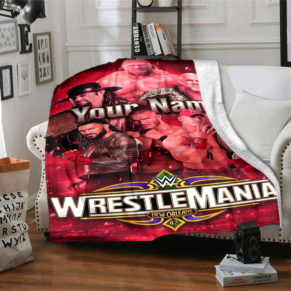 Wrestlemania Customize Your Name Blanket Gift Personalized Blanket Warmthful Decor Suitable for Home Decor Livingroom Bed Sofa All-Season Use