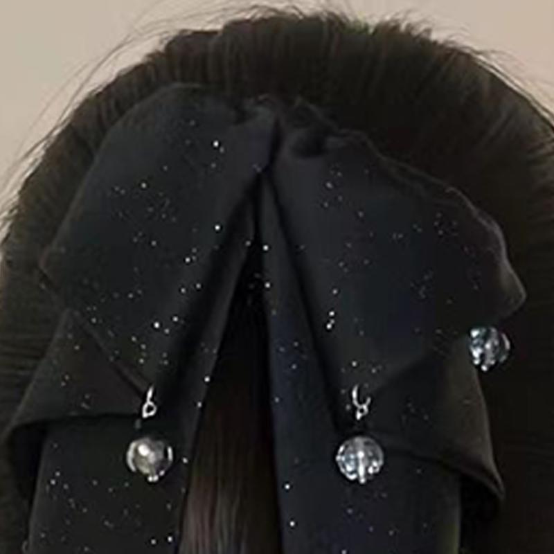 Multi-Layer Bow Bead Ponytail Clip Women French Elegant Hair Clips Hair Accessories