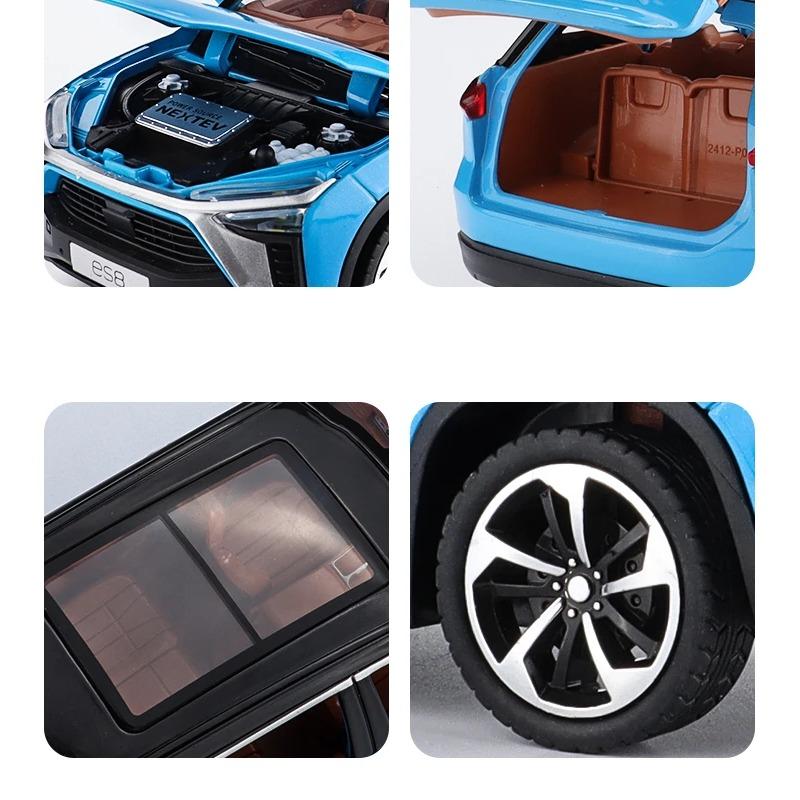 1/24 NIO ES8 SUV Alloy New Energy Car Model Diecast Metal Toy Vehicles Car Model High Simulation Sound and Light Childrens Gifts