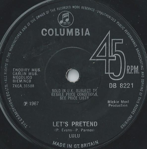 

7inch Record LULU - Let s Pretend DB8221 COLUMBIA 1967 UK Pop Used
