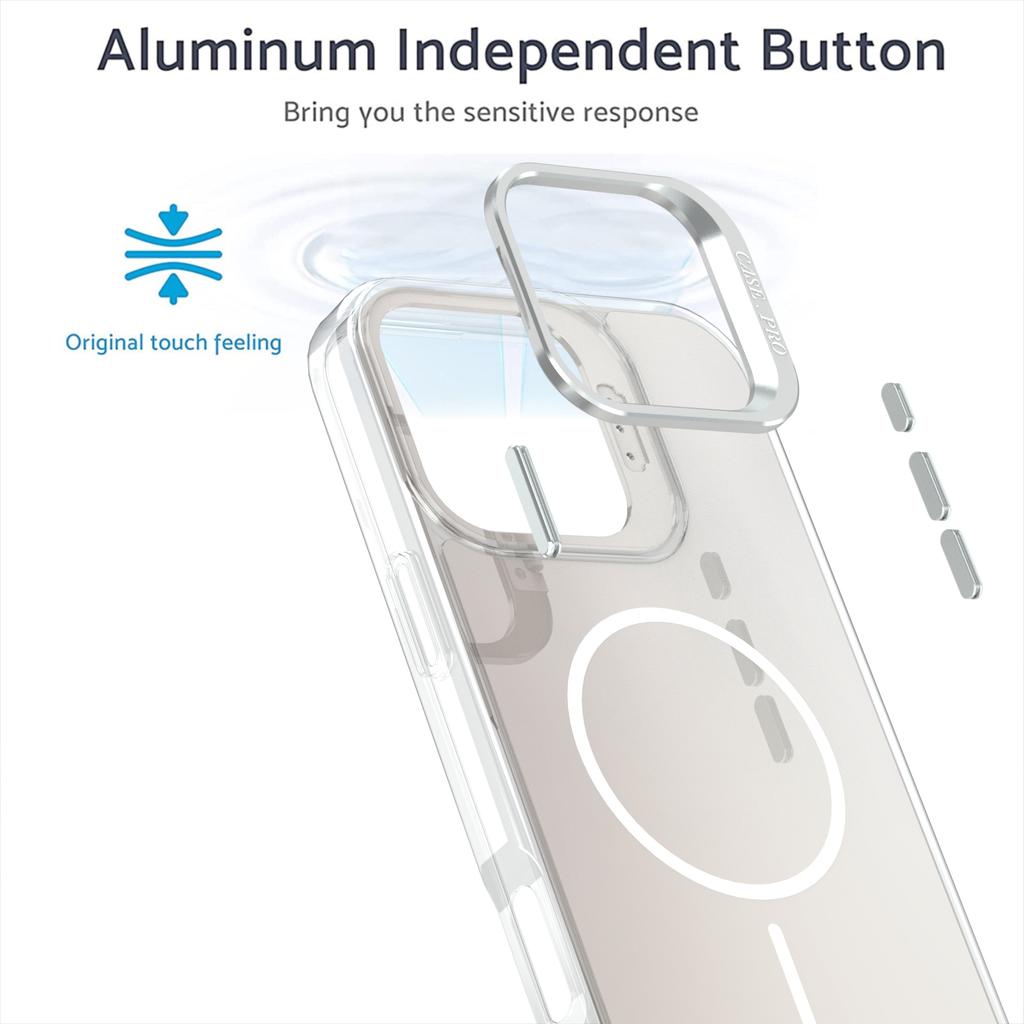 For iPhone 16 Pro Max Case Compatible with MagSafe TPU+Acrylic Phone Cover with Lens Frame Kickstand