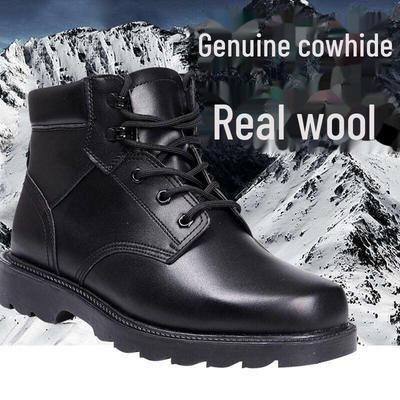 Herren Winter Echtleder Wollgefütterte Kampfstiefel