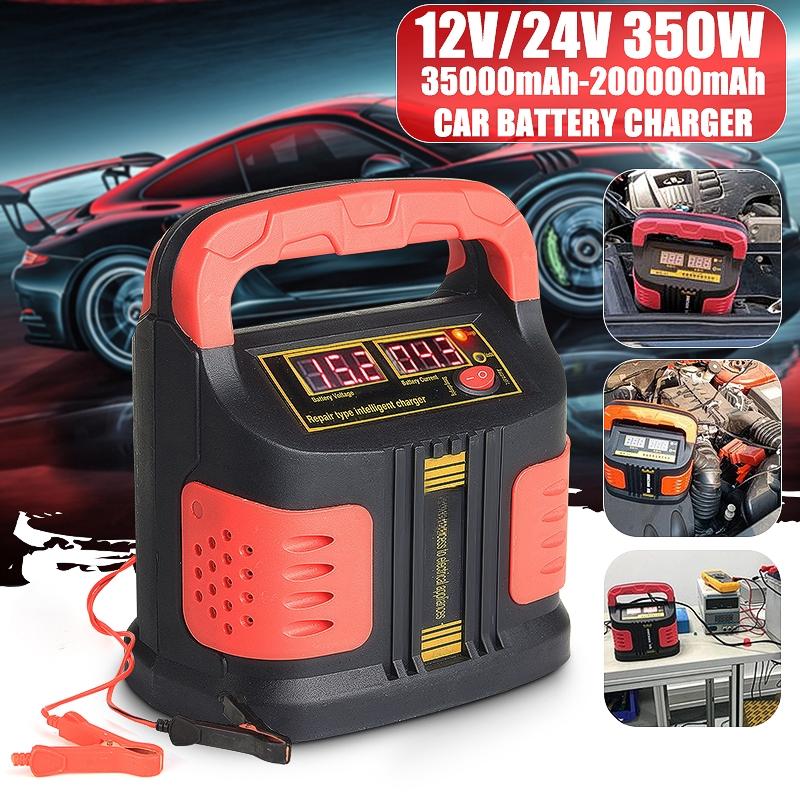 24V 200Ah Portable Electric Car Emergency Charger Booster Intelligent Pulse Repair Type ABS LCD 2 Modes Battery 350W