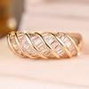 Luxury Two Color Option Twisted Wide Band Ring for Women Baguette Cut Zircon Fashion Jewelry Gift