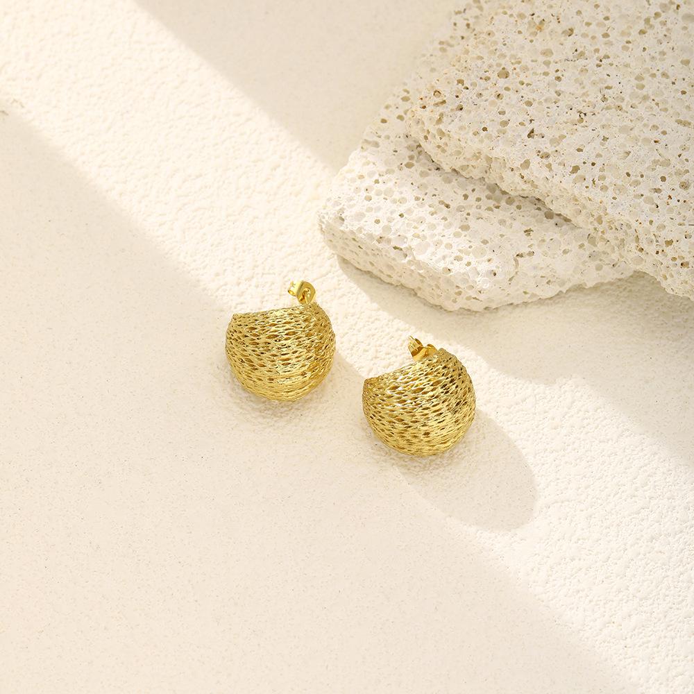 Metal Wind Light Luxury Earrings Trendy Retro Temperament Stainless Steel Geometric Stud Earrings Women'S Exaggerated Niche Earrings