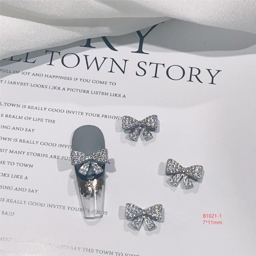 LZ Gold-Plated Bow Nail Patch: DIY Zircon Light Luxury Nail Jewelry