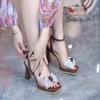 Fashion One Line Bow High Heels Sandals New Fairy Style 2024 Summer Square Toe Fashion Thick High Heels Fashion Sandals