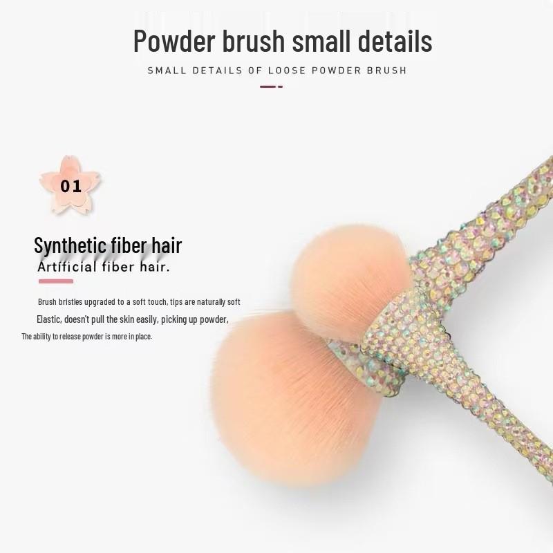 Diamond-Studded Slim Waist Powder Brush: Large Nail Art Dust & Setting Blush Brush