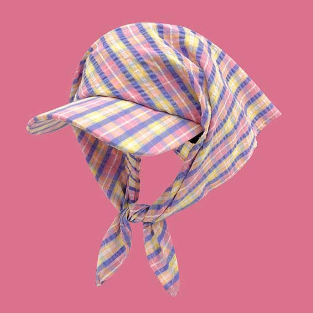 Plaid Scarf Peaked Cap Korean Style Triangle Headscarf Hat Fashion Headscarf Baseball Hat Camping