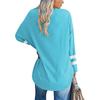 2022 Women's Loose Color Block T-Shirt with Drop Shoulder Sleeves and Round Neck