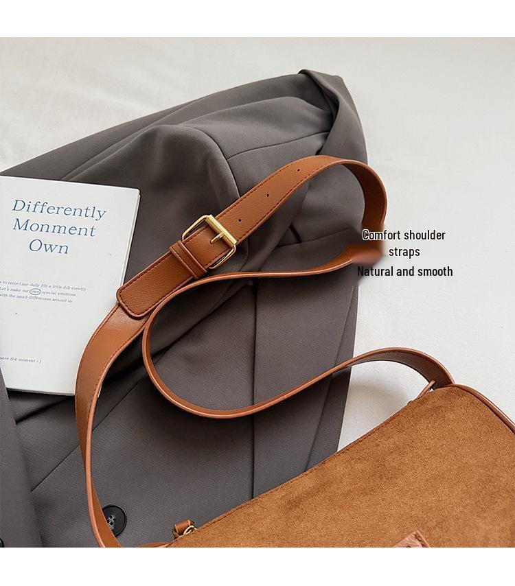 2025 Herbst/Winter Damen Retro Wildleder Umhängetasche - Vielseitige, modische Schultertasche für Freizeit und Pendlergebrauch