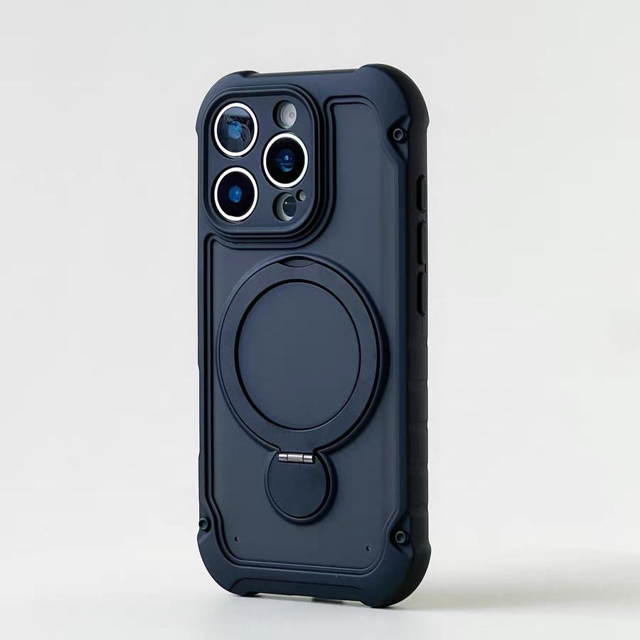 for Magsafe 360° Rotation Metal Stand Phone Case for iPhone 17 12 13 16 Pro Max 17 Pro 14 15 Plus Airbag Shockproof  Matte Cover