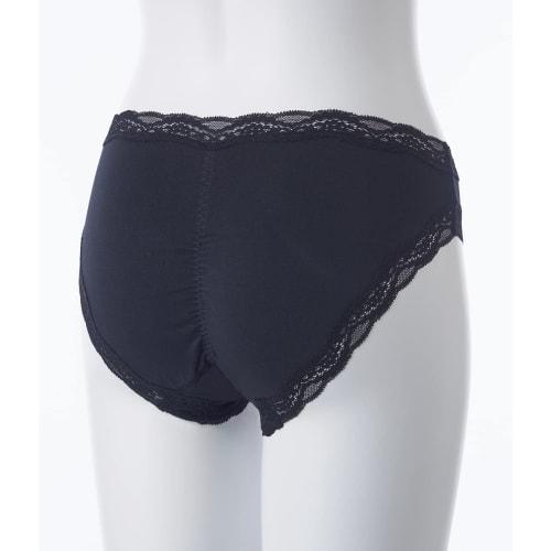 Peach John [Sanitary Shorts, Winged, Non-slip, Reduces Odors] Daily Lace Trim Sanitary Shorts, Black, Size L