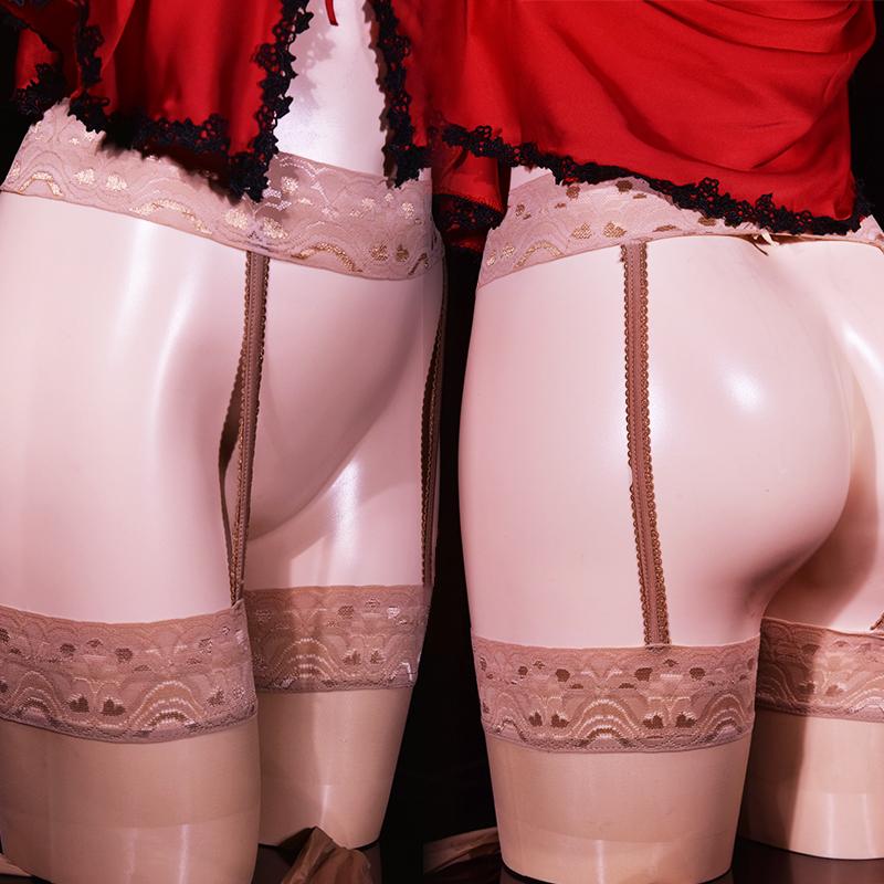 Sexy 912 Pin Oil Shiny Hollow Out Lace Garter Belt Stocking 2 In 1 Sexy Glossy Garter With Stockings Plus Size Candy Color F15