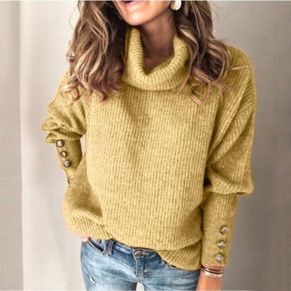 Autumn and Winter High Collar Knitted Sweaters Solid Color Women's Sweaters