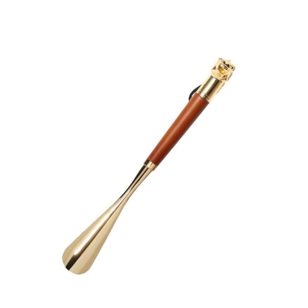 32cm Metal Shoe Horn Long Portable Shoe Lifter Shoe Puller Wood Handle Shoehorn Women Men