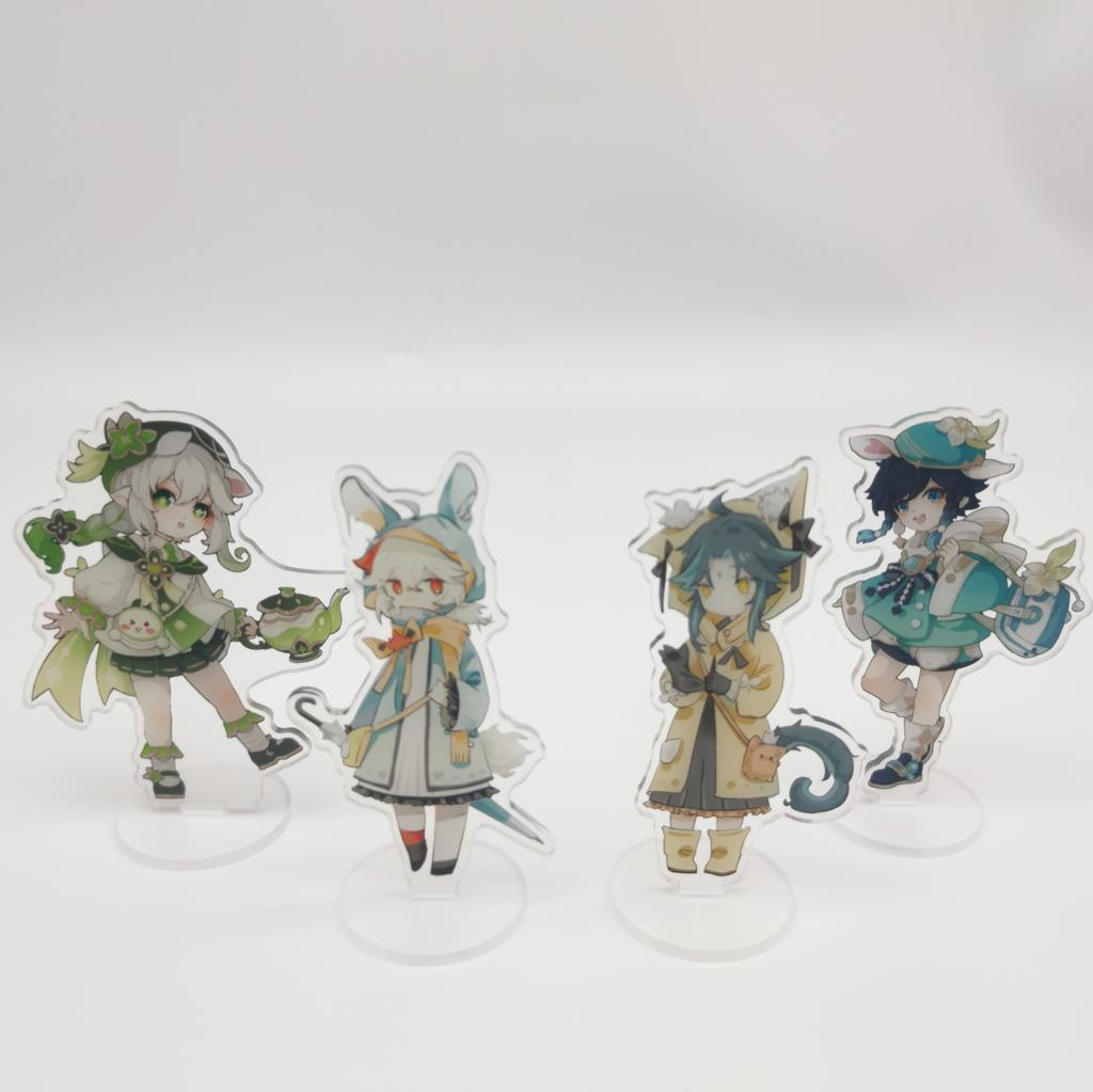 Anime Venti Scaramouche Card Cosplay Desktop Decoration Acrylic Standing Plate Gifts