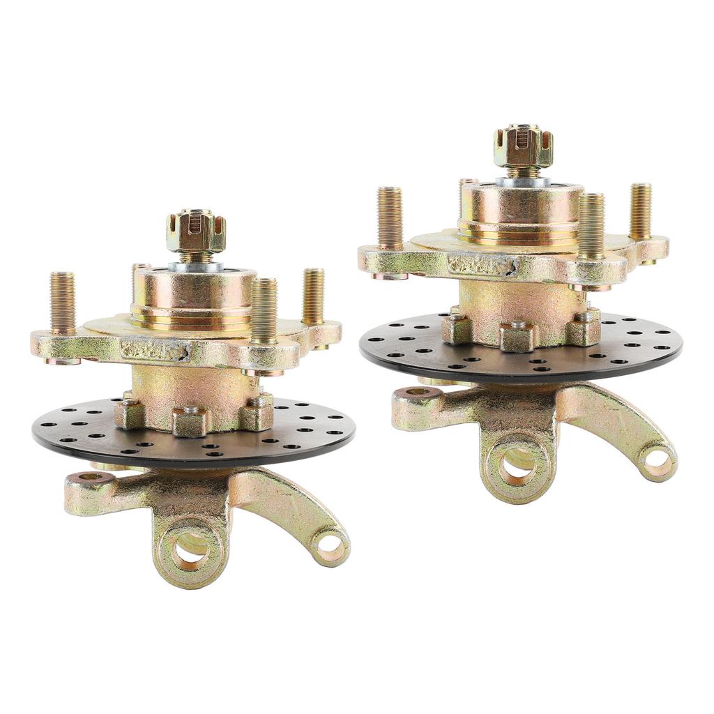 1 Pair Steering Strut Knuckle Spindles with Wheel Hubs Brake Disc for Golf Cart Go Kart Quad Bike ATV UTV