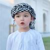 Soft Polyester Checkered Shemagh Scarf With Fringe Trim For Kids Various Outfit Arabic Shoulder Wrap For Boy Daily Wear
